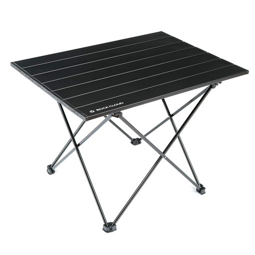 RockCloudキャンプテーブル折りたたみ56x41cmアルミロールテーブルコンパクト超軽量アウトドア運動会BBQハイキングビーチ収納袋付きブラック