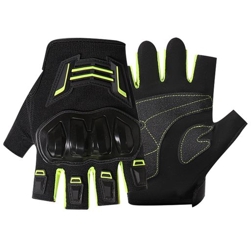 7JIバイクグローブハーフフィンガーグローブ夏用耐摩耗PVC防護パッド付き防滑設計通気性メッシュグリーンカラーオートバイ/スクーター/自転車競技/日常乗車男女兼用Mサイズグリーン緑画像