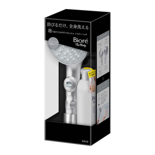 ビオレザボディ泡で出てくるボディウォッシュシャワーヘッド本体+洗浄液300ml浴びるだけ五体洗えるまさつ皆無