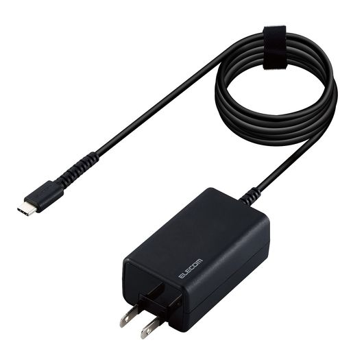 エレコム45wusb-cacアダプターUSBPowerDelivery認証ケーブル一体型抗菌2mブラックACDC-PD1945BK