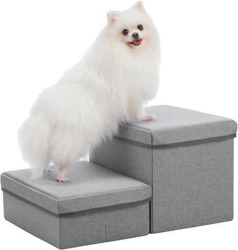 ドッグステップ犬ペット用階段2段奥行大幅に広く改善ペットステップ耐荷重30KG折り畳収納ヘルニア小型犬老犬介護ケガ防止滑り止め(2段-アップグレード版灰)(2段-グレー)
