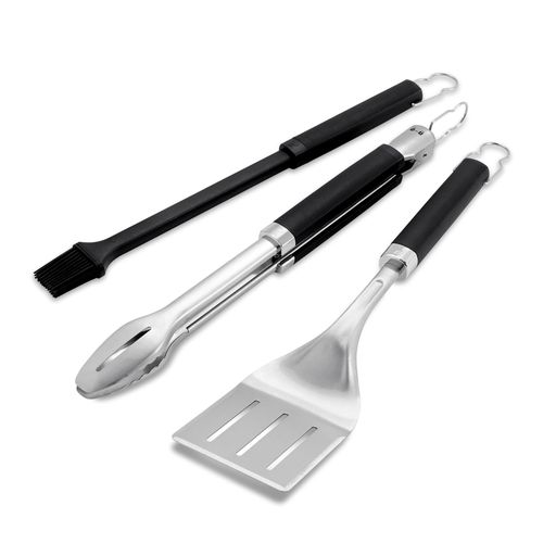 Weber(ウェーバー)プレミアム3ピースツールセットセット(グリルトング・スパチュラ(フライ返し)・バーベキューブラシ)【2年保証】シルバー小