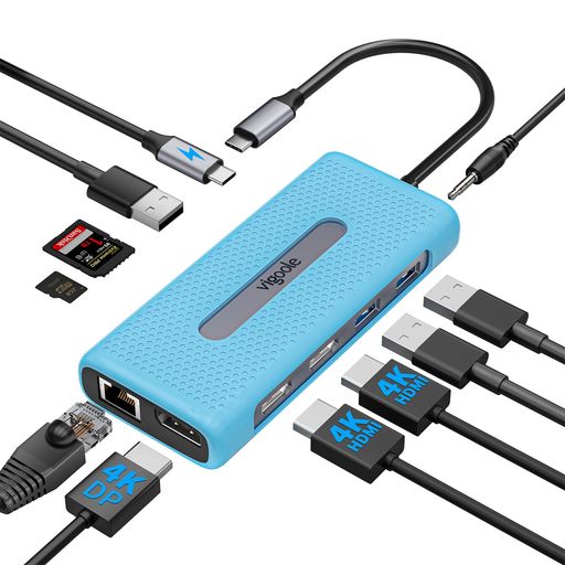 vigooleUSBCハブ11-in-1トリプルディスプレイUSBTypeCハブHDMIドッキングステーション変換アダプタ2(デュアル)4KHDMIDisplayポートPD100W急速充電1Gbps