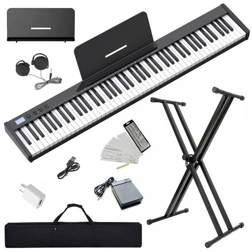 【ピアノスタンドセット】ニコマクNikoMaku電子ピアノ88鍵盤SWAN-S日本語表記MIDI対応コンパクト軽量スリムデザイン充電型初心者スタンドソフトケースペダル練習用イヤホン鍵盤シール日本…