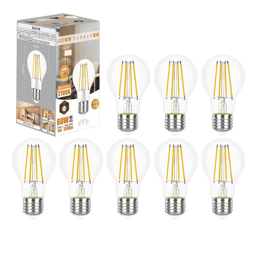 楽天市場】LED フィラメント 電球 クリア 口金E26 全配向タイプ 電球色