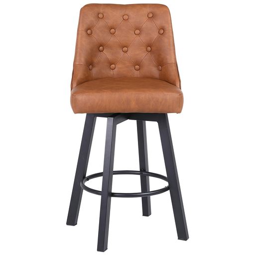 Youhauchair カウンターチェア 1脚 座面高66.5CM 360°回転式 バー椅子 フットレスト付き 撥水PUレザー メンテナンス簡単 耐荷重150KG キッチン島 リビングチェア 業務用 家庭用 職人技 ブラウン|Gourdスポーツ店