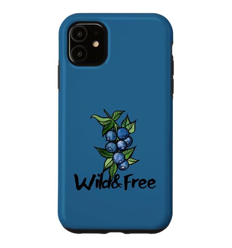 ワイルド\u0026無償性水彩画ブルーベリークラスターフルーツイラストスマホケースiPhone11用