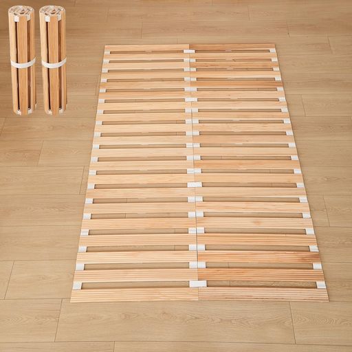 千羽良木すのこベッドダブルロール式スノコベッド国産杉折り畳みすのこつや消し耐久軽さ通気肋材産業波型目論む