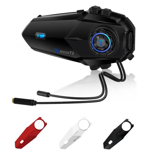 2025AllNEWTNICERバイクインカムT2インカムBluetooth5.4インカムバイクデ用通信機器6人同時通話ワンクリックで自動ペアリング距離1kM自動通信回復3色交換デコレーション3.5mmカスタムスピーカー