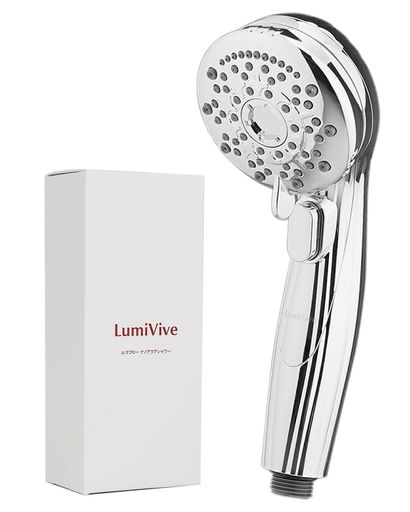 LumiViveシャワー頭顱高水圧マイクロナノバブル節水Cl取りあげるファインバブル保温保湿細孔の汚れた状態打つ手美肌4種取り替えっこアダプタ付き添い人水漉し内蔵(しろがね色)