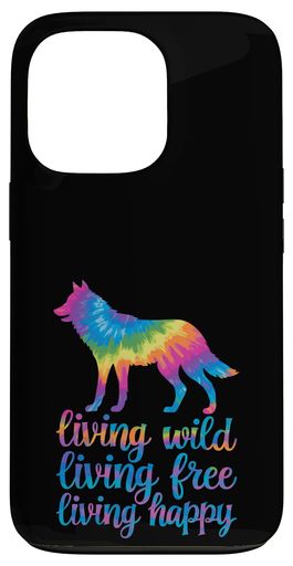 リビングワイルドリビングフリーリビングハッピーウルフスマホケースiPhone13Pro用