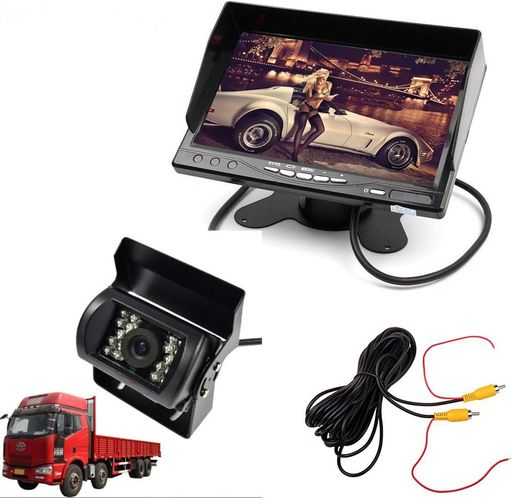 12V/24V 汎用トラック/自動車駐車バックカメラ+7インチ 液晶モニターセット 10mケーブル 重機、乗用車、台車用死角監視 赤外線暗視機能付き Cocar バックカメラ本体|Gourdスポーツ店