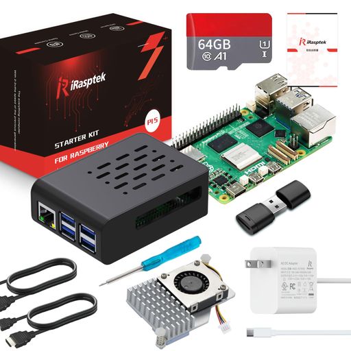 iRasptek Starter Kit For Raspberry Pi 5/ラズベリーパイ5 RAM 8GB — 64GB ラズベリーパイ OSをプリインストー|Gourdスポーツ店