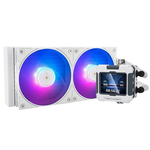 Thermalright FW240 ホワイトARGB CPUウォータークーラー、2000RPMの2つのPWMファン、320 * 240解像度のIPSスクリーン、AMD用アイオクーラー:AM4 / AM5 / Intel LGA1700|Gourdスポーツ店