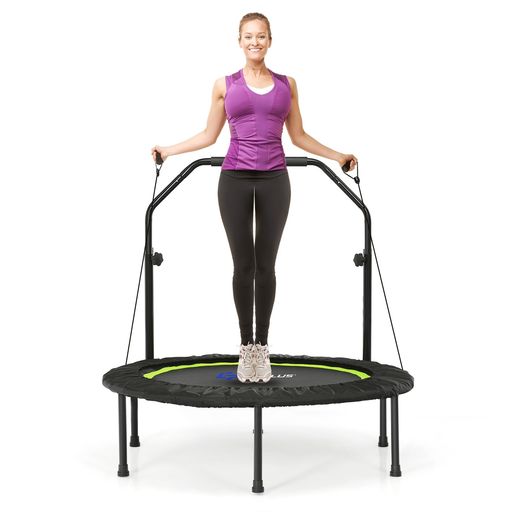Giantex トランポリン 幅101cm 耐荷重150kg 手すり4段階調節 大人用 子供用 折りたたみ式 収納便利 6本脚 静音 手すり取り外し 高耐久性 組み立て簡単 とらんほりん トレーニング エクササイズ …|Gourdスポーツ店