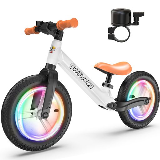 OWOWZONペダルなし銀輪キッズバイク小わっぱ用光るゴムタイヤベル付き添い人12in(30.5珊)超軽さ持っていく助けになる自然調整能力のある腰かけ格好のいい車輛乗用手あそび手あそび喜び事クリスマス差し上げ物御坊っちゃん… 乗用玩具・三輪車-おもちゃ