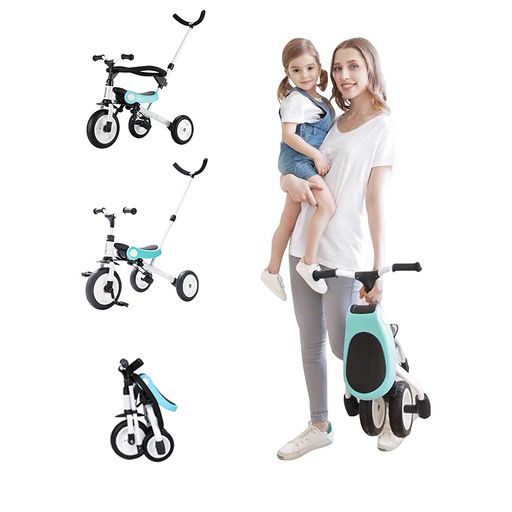 Kamelun三輪車3in1手押し棒付き手押し車1~6歳折り畳み自転車軽量子供自転車誕生日プレゼントキックバイクへんしんバイク保護ガード付き