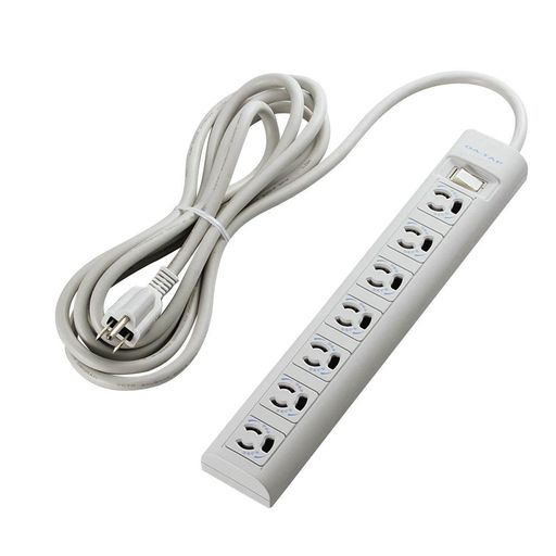 エレコム電源タップ雷ガード一括スイッチマグネット付抜け止めコンセント3ピン-2ピン変換アダプタ付属7個口3ピン3.0mT-Y053DA