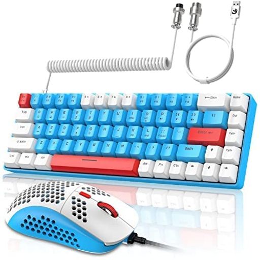 ZIYOULANGT860%メカニカル式キーボードマウスセット青軸有線ゲーミングキーボードマウスRGBバックライト付きテンキーレス全キー防衝突TKL在宅勤務ミニ73キーコイルケーブルusb-c日本語説明書…