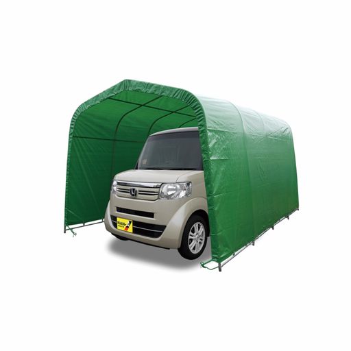 南栄製作(Nan-a Corporation) 煙管車宿り 2740U MG 軽自動車用 本体一揃い 埋込式 モスグリーン 間口2.7x高さ2.3x奥ぶかさ4.0m 車宿り 自動自転車 車 車宿り エクステリア