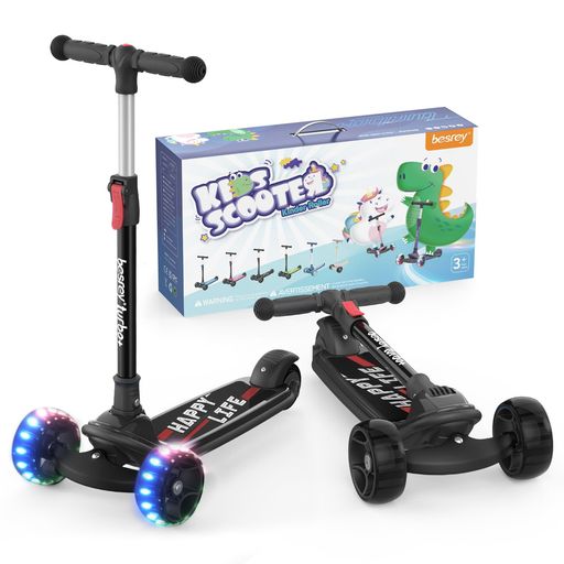 besreyキッズスクーターキックスクーターキックボード三輪車子供用幼児用3輪3in14階段調節可能後輪ブレーキ高さ調整可能光るウィールLED光るホイール誕生日フレーム軽量ギフトプレゼント…