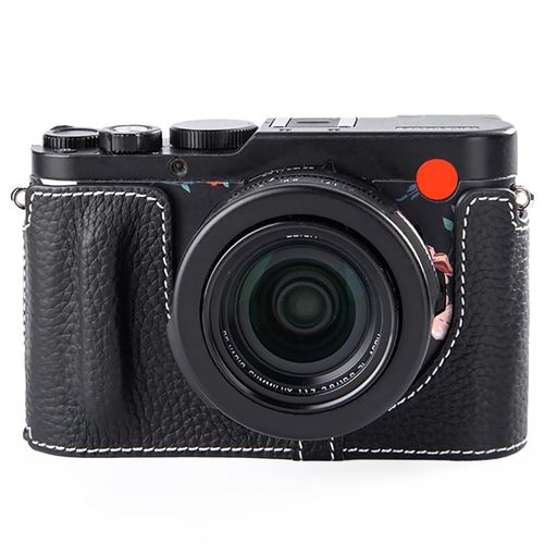 D-Lux8専用レトロな本革(牛革)手作りのハーフケースカメラ保護カバー適用LeicaD-LUX8底面開閉電池交換三脚取り付け可能キズ(黒色)