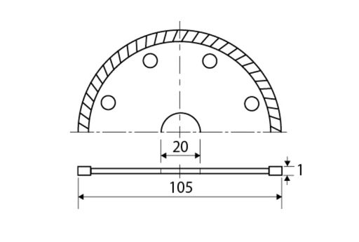 トップ(TOP)ダイヤモンドホイールうす刃1ミリタイル名人直径105mm乾式大理石陶器磁器TDT-105U
