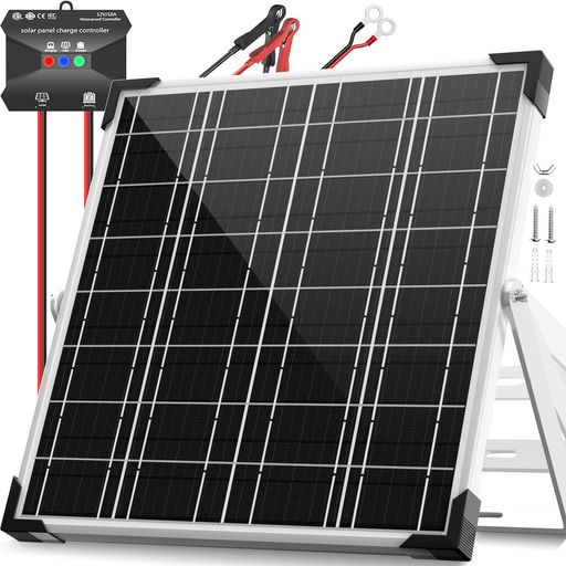 Voltset 20W 12V ソーラーパネルキット、単たま物お日さま蓄電池トリクル申し受ける器メンテノール + 引きあげる点数 10A MPPT 申し受ける制御装置 + 車、RV、猪牙、自動二輪車、ゲートオープナー用の合わせる可…
