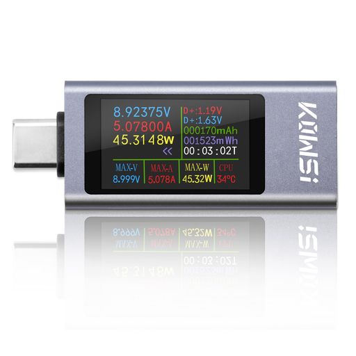 DiyStudio360WUSB-C電流電圧チェッカーusbチェッカーデュアルテスターUSBCメーターテスターUSBCテスターType-Cマルチメーターテスター双方向電流テスト曲線表示機能モバイル充電テスターマルチ…画像