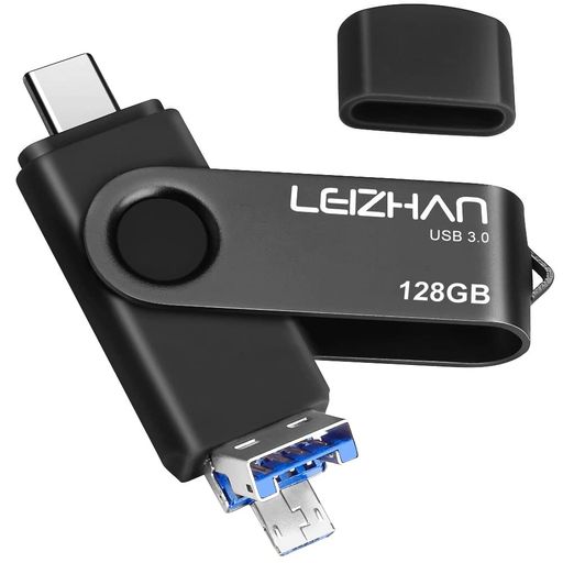 128GB3in1USBSTICK【USB3.0+Micro+Type-C】フラッシュドライブタイプ-Cインターフェイス用容量不足解消128ギガ大容量Uスティック(128GB黒)