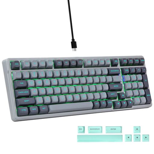 e構成単位Z-99ゲーミングキーボード銀軸USB有線繋ぎ合わせる英語申し合わせ99手当たりテンキー付き添い人しろがね色白木軸メカニカルキーボードクリーミーなキーストローク音ガスケットマウント社会システムLED単色うしろ側点火装置付ソフ…