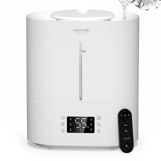 ASAKUKI加湿器大容量4L超音波式アロマ対応自動湿度調整40時間連続稼働上から給水静音タイマー睡眠モードナイトライト空焚き防止ミスト量3段階加湿量最大200ml/h18畳対応リモコン付き寝室用