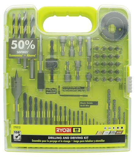 RyobiA9860160PieceBlackOxideDrillBitandGuideSetwithCase