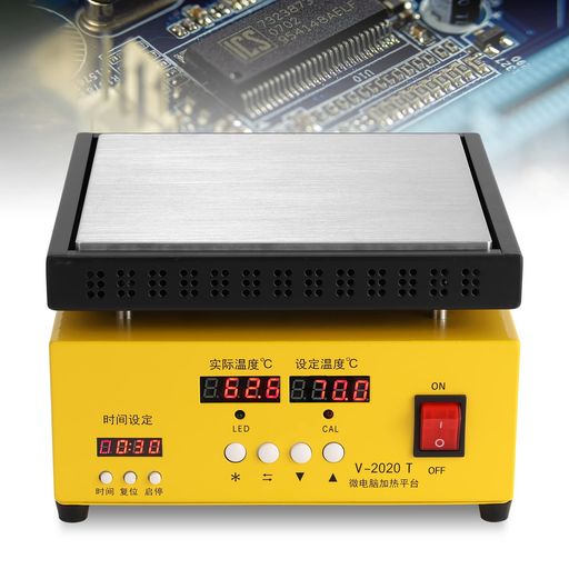 Poafamx恒温ホットプレート予熱ステーション20*20cm110vデュアル温度表示室温-400°C高精度自動アラーム加熱速い加熱均一恒温ホットプレート断熱フレーム航空用アルミ