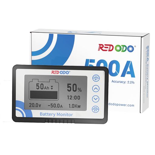 Redodo乾電池管する500Aシャント付き添い人8V-120V高正確性起電力計電流計残量計LCD大画面うしろ側点火装置付き添い人静電容量100分率/充放電第四次元書きあらわす低起電力/低静電容量アラームキャンピングカーRVソーラーパネ…