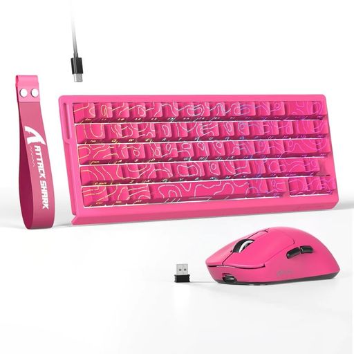 ATTACKSHARK【X68HE\u0026X3】ラピッドトリガーキーボード高速道路化学反応有線8KHZゲーミングキーボードマウスセット合わせる能力のあるなアクチュエーション積み上げるRT0.01mmTKLパウダーコンパクト66キーゲーミング用
