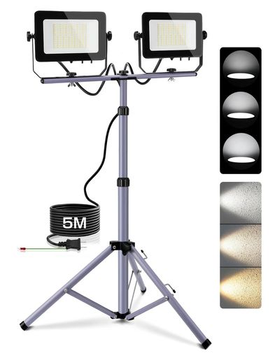 AkitoeLED投光照明器「3色うつり変わり昼光色白いこと白熱電球色」「40w/50w/60w/70w/80w/100w調光能力のある」進め方灯led細工物ともし火6500k高明快さ三脚架付き添い人照明ランプともし火5M吊りひも地びた付き添い人繋ぎ広角180度年長命