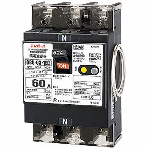 テンパール 単3中性線欠相保護付漏電遮断器 OC付 U6301EC6030V|Gourdスポーツ店