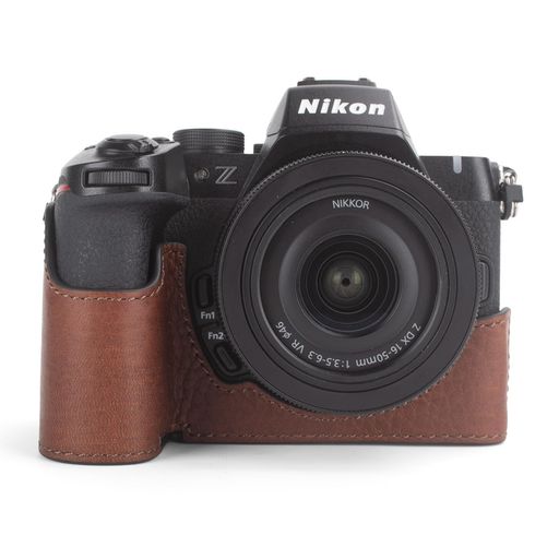 MUZIRIKINOKOOz50iiケースZ50II本革カメラケースz50ii保護カバーレトロスタイルプレミアム本革Z50IIハーフカバー開口部底とハンドグリップデザイン(ブラウン)