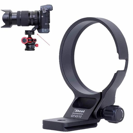 iShoot金属レンズサポート襟、レンズブラケット襟、三脚ソケット、カメラリング式三脚座、三脚マウントリング富士フイルムFujiGF45-100mmf/4RLMOISWRと互換性がありますボトムは1/43/8