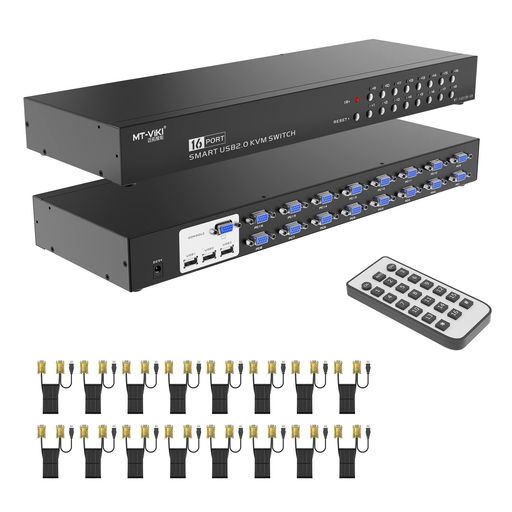 VGAKVM取り替えっこ16界面USB2.0MT-VIKIうつり変わり器16インプット1最終生産物KVMコンソール16ポートマニュアルセレクター1U仕合わせマウント相応うメタルボックスアダプター16本のVGAUSBKVM有線テレビ付き添い人