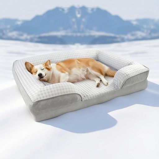 JEMAジェマペットクッション犬ベッドペットベッドペットソファーベッド夏用ひんやり冷感冷感臥榻暑さ打つ手洗えるふわふわ枕付き添い人犬寝床雨合羽滑り止め老犬介護床ずれ押しとどめる通年当てはめる春夏…
