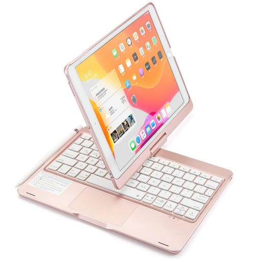 360度回転 iPad 10.2 インチ 第9/8/7世代 キーボードケース タッチパッド バックライト付き 折りたたみ iPadAir3 iPadPro10.5 キーボード カバー 一体型 トラックパッド付き,ローズ金|Gourdスポーツ店