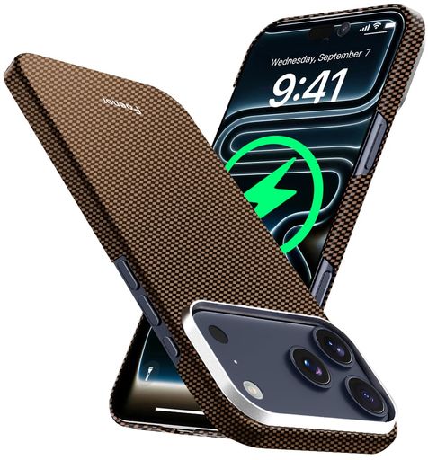 FoenoriPhone17ProMax用ケースアラミド繊維製Magsafe対応ワイヤレス充電対応極薄・軽量型iPhone17プロマックス用カーボン風電波干渉なしミニマリストいphone17promax
