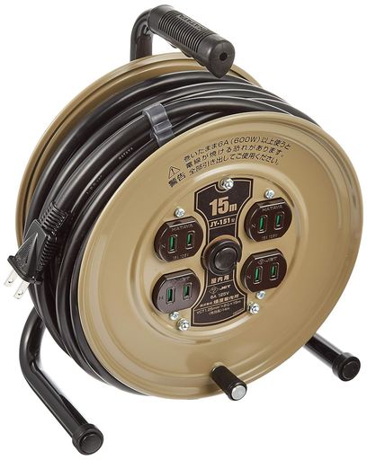 ハタヤ(HATAYA)吊りひも木管15m2P4個口差し込み125V15A防塵シャッター付き添い人工業プラントアウトドアレジャーキャンプJY-151