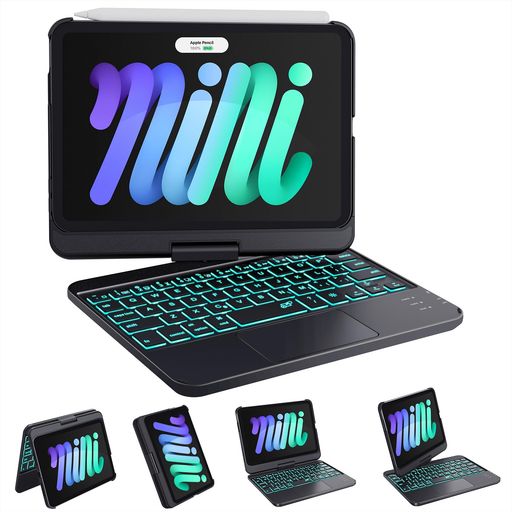 Earto iPad Mini 7 A17 Pro 第7世代(2024)/Mini 6 第6世代(2021) 8.3インチに対応 キーボード付きケース 充電式 mini キーボード ケース ipad 用保護ケース bluetooth キーボード付きケース｜Gourdスポーツ店