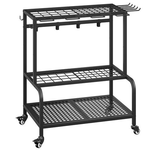 Aibiju 工具 掃除道具 農具 収納 ラック 幅75 奥行40 高さ73cm ガレージ スコップ 収納 植物棚 キャスター付き 台所 棚 キッチンラック YD-TL001B｜Gourdスポーツ店