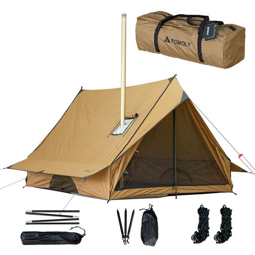POMOLY CHALET 70 Pro ロッジ型テント 2人用 煙突穴付き ソロキャンプ 軽量 コンパクト収納 小屋型テント キャンプテント 登山 ツーリング アウトドア用|Gourdスポーツ店