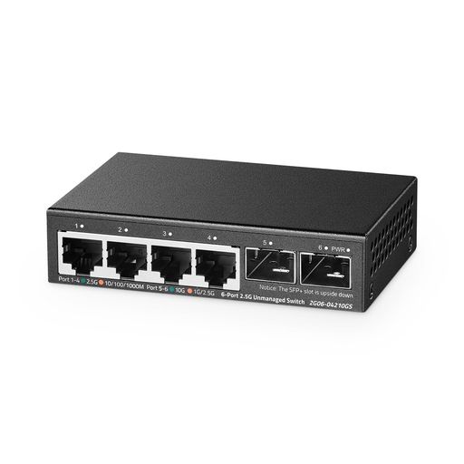 Binardat4界面2.5G取り替えっこ2x10GSFP4x2.5ギガビットイーサネットポートウルトラミニサイズVlan相応う金属元素製非マネージドマルチギガビットデスクトップ/ウォールマウントネットワークスイッチ