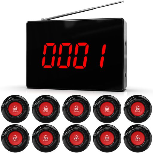 CallToU御勤め用召し出す呼びりん介護白衣の天使電話を掛ける召し出す呼びりん無線電話300M長距離メール交換IP55雨合羽召し出す呼びりん飲食店介護併設相応う日本語物音お引き回し無線電話スタッフコールシステム(傍受機1台+子機10台)